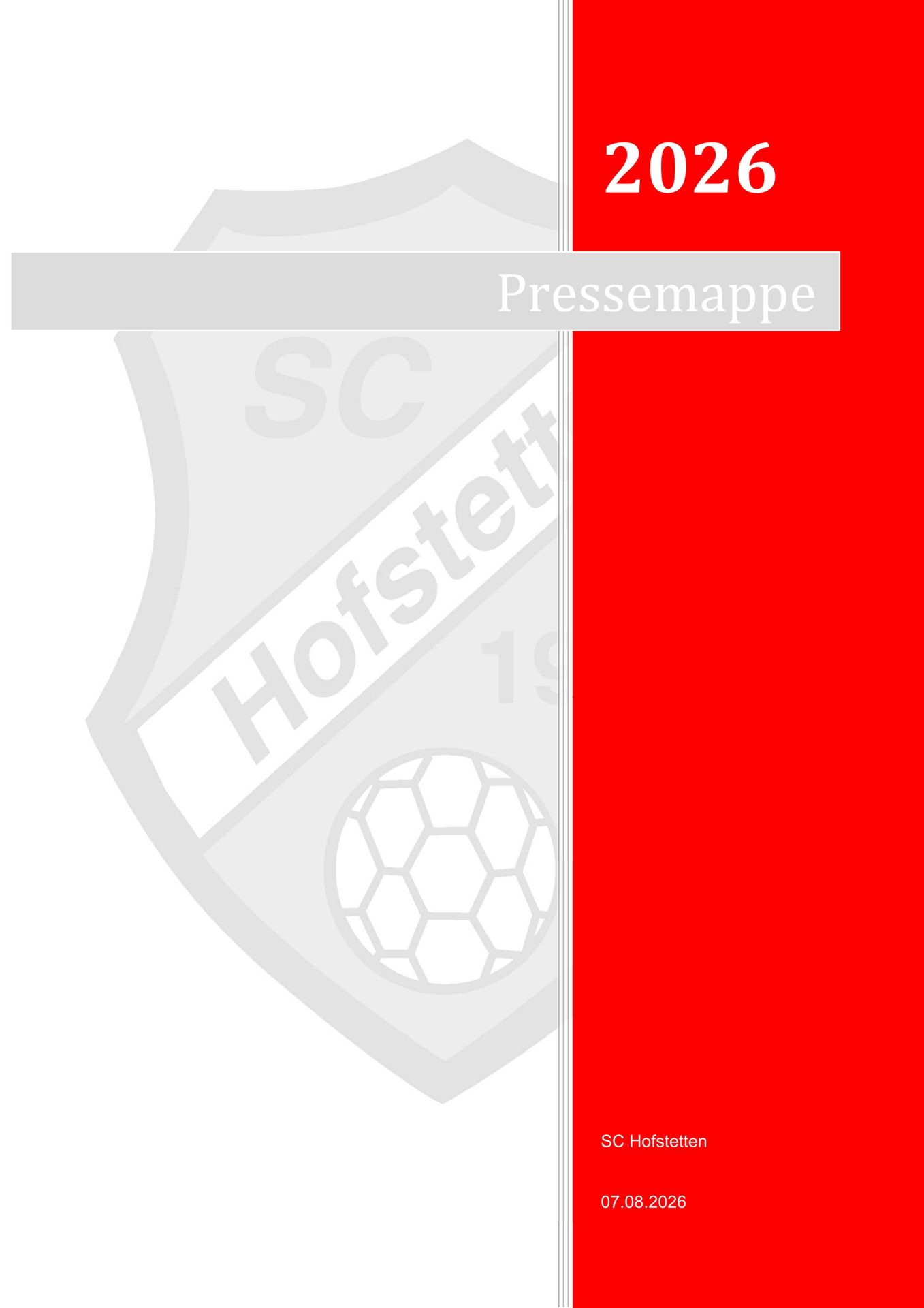 SC Hofstetten Pressemappe Titelseite August 2026